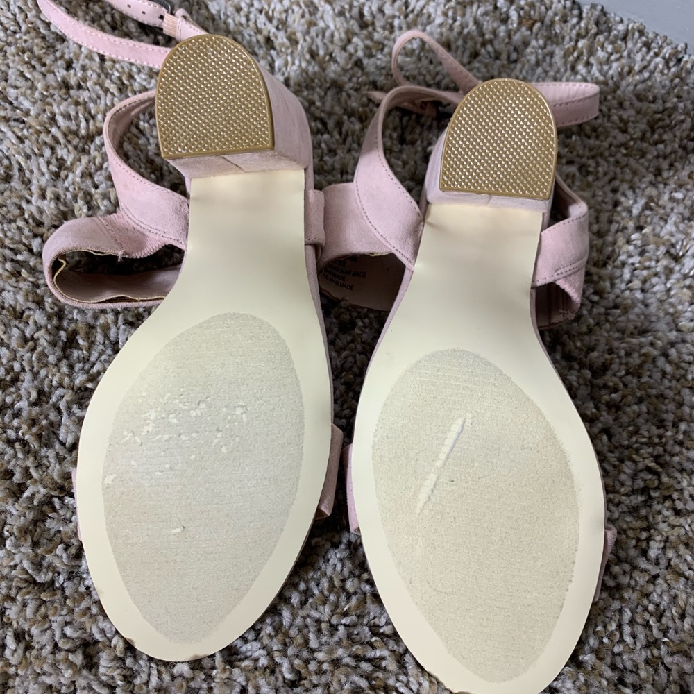 JustFab Perenna Heeled Sandal Pink Suede Chunky Heel size 9 - Picture 11 of 14